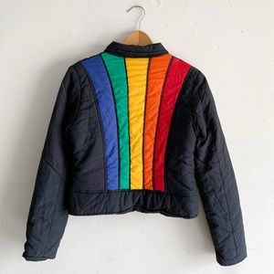 Vintage Tommy Hilfiger Large Puffer Jacket Rainbow Striped Tommy Jeans